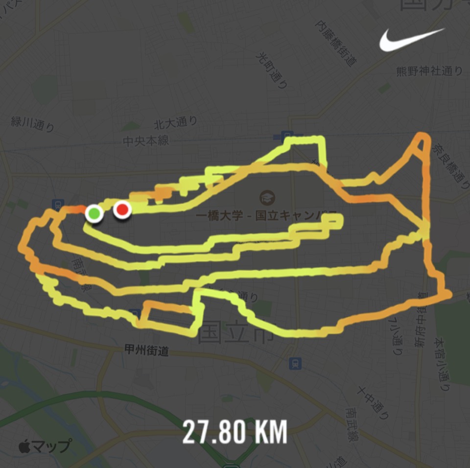 Nike エアズーム・アルファフライ Next%のランニングルート